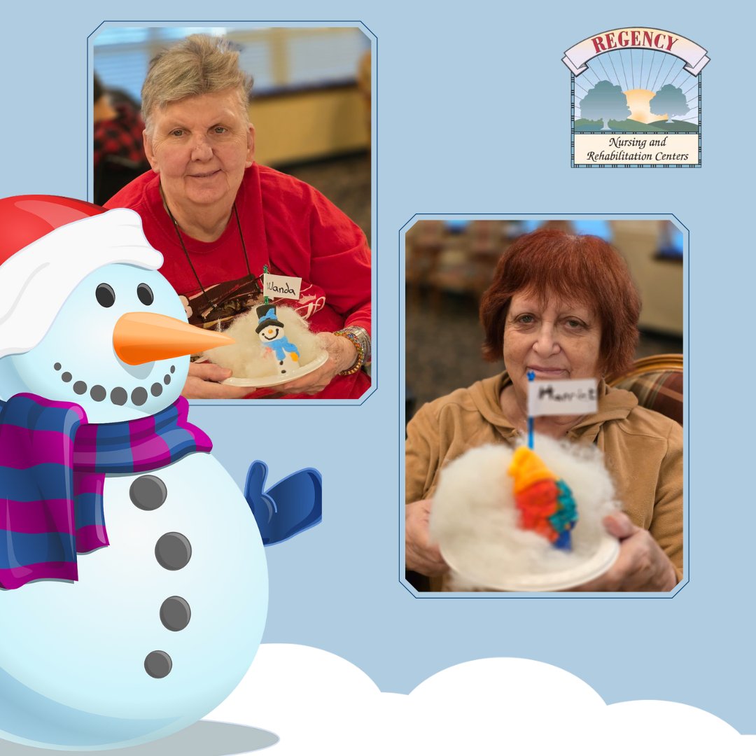 RegencyNursing's tweet image. While the weather outside is cold and snowy ❄️☃️, our residents brought the warmth indoors during Ceramics class—creating an adorable snowman, sipping hot cocoa with marshmallows, and making new friends along the way.

#RegencyLife #WinterJoy #CeramicsClass #CreativeAging