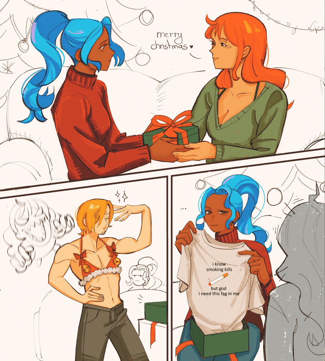 thecrazedpepper's tweet image. I think she’s keeping the shirt ⛄️🎄 #ONEPIECE