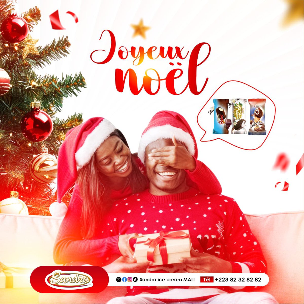 SandraIceCream2's tweet photo. Toute l’équipe de Sandra vous souhaite un merveilleux Noël rempli de bonheur et de moments magiques ! 🎁✨ Partageons ensemble la douceur de nos crèmes glacées et créons des souvenirs inoubliables.#Sandraicecream #glace#noël https://t.co/A1PM6PxEDH