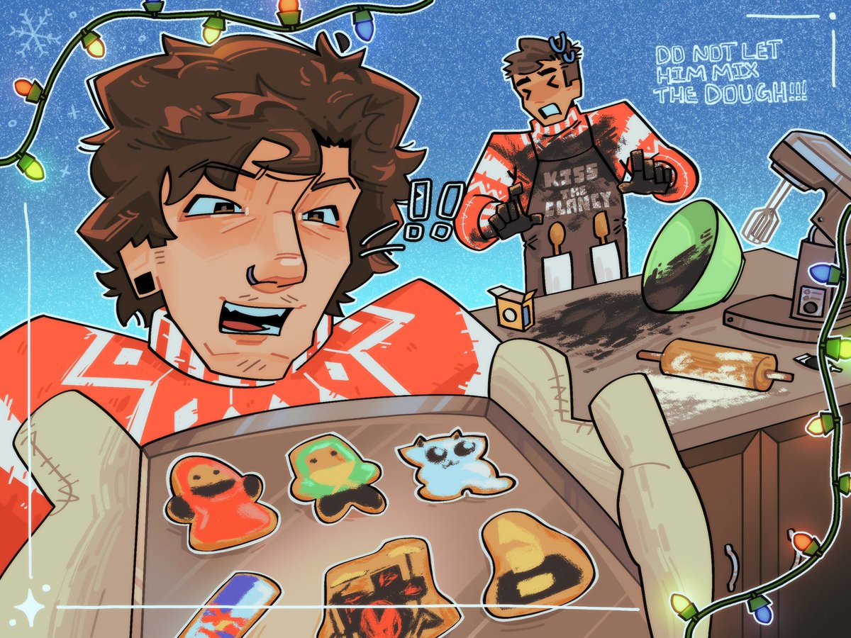 holiday baking with the inevitable message man ritual !!!! 

thank you <a href="/aliienlynn/">lynn ☽</a> for hosting this winter collab, it was such a joy ^_^

#cliqueart