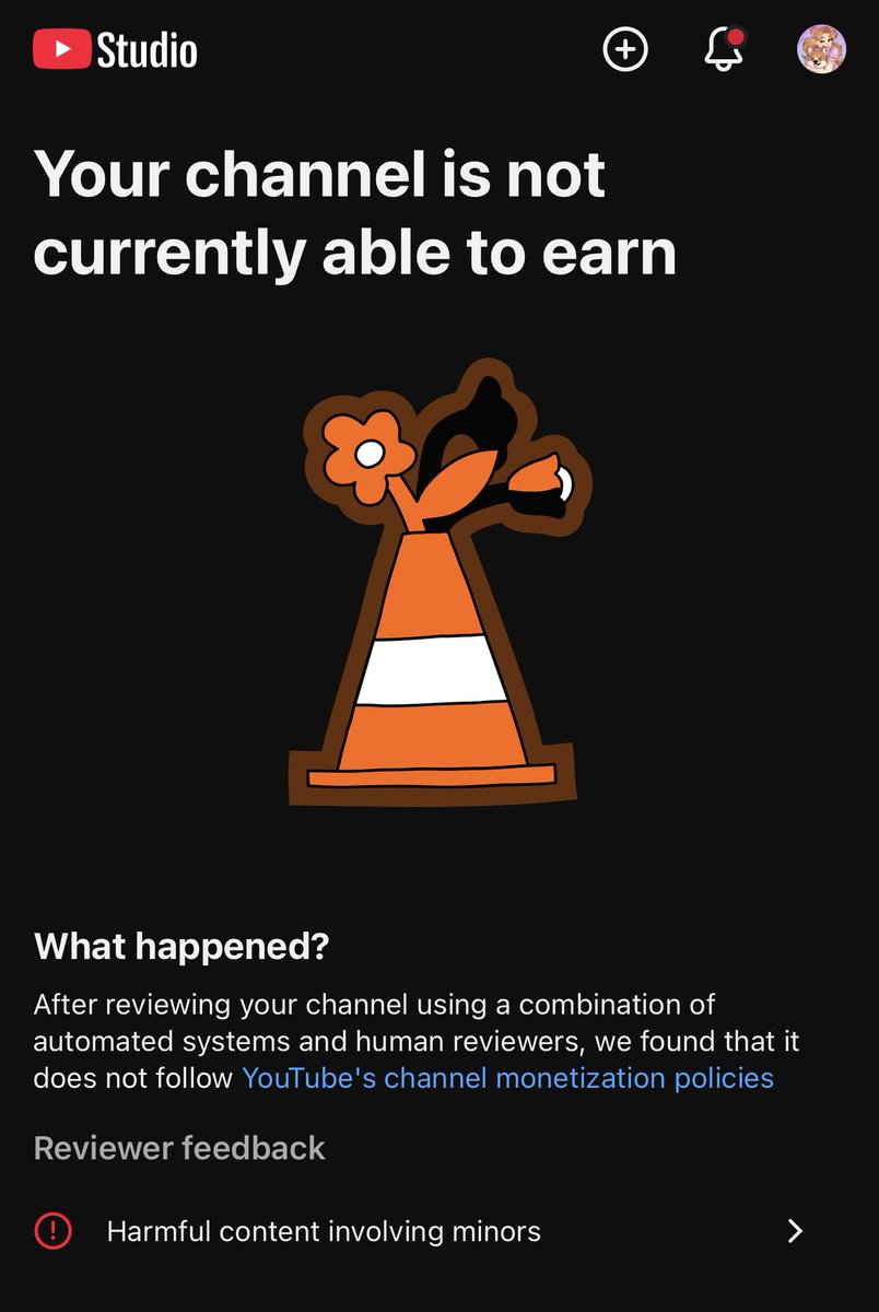 As of Monday Dec. 22nd, my channel was incorrectly flagged and demonetized for “harmful content involving minors”.  Which is not at all true as my content is not made for minors nor does it involve minors.
Appeal has been submitted but so far no word. 
<a href="/YouTube/">YouTube</a> <a href="/TeamYouTube/">TeamYouTube</a>