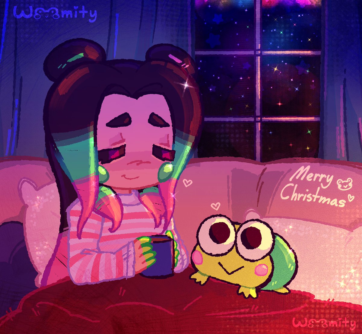 BWoomity's tweet image. Merry Christmas everyone! &amp;lt;3🎄✨
&amp;amp; Happy Holidays from both my sona and I of course! (〃´v`)❤️💚

Been really busy this holiday season, &amp;amp; haven't had too much time for art, but I'm glad I was able make a lil something for today! ^v^

#art #christmas #christmas2025