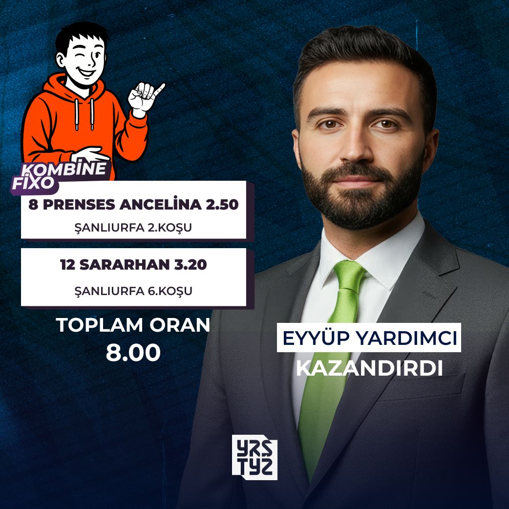 🚨 ⚠️KAZANDIRDI⚠️ 🚨

Eyyüp Yardımcı'nın (<a href="/eyyup_mc/">eyyüp yardımcı</a>) gün özelindeki Bi'Talih Kombine Fixo önerisi tam isabet. 🎯 🔥

Toplam Ganyan: 8,00

Kendisini tebrik ediyoruz. 👏

🎬 #GalopSaati her gün deneyimli moderatörleri ve uzman yorumcularıyla #Yarıştayız kanalında!