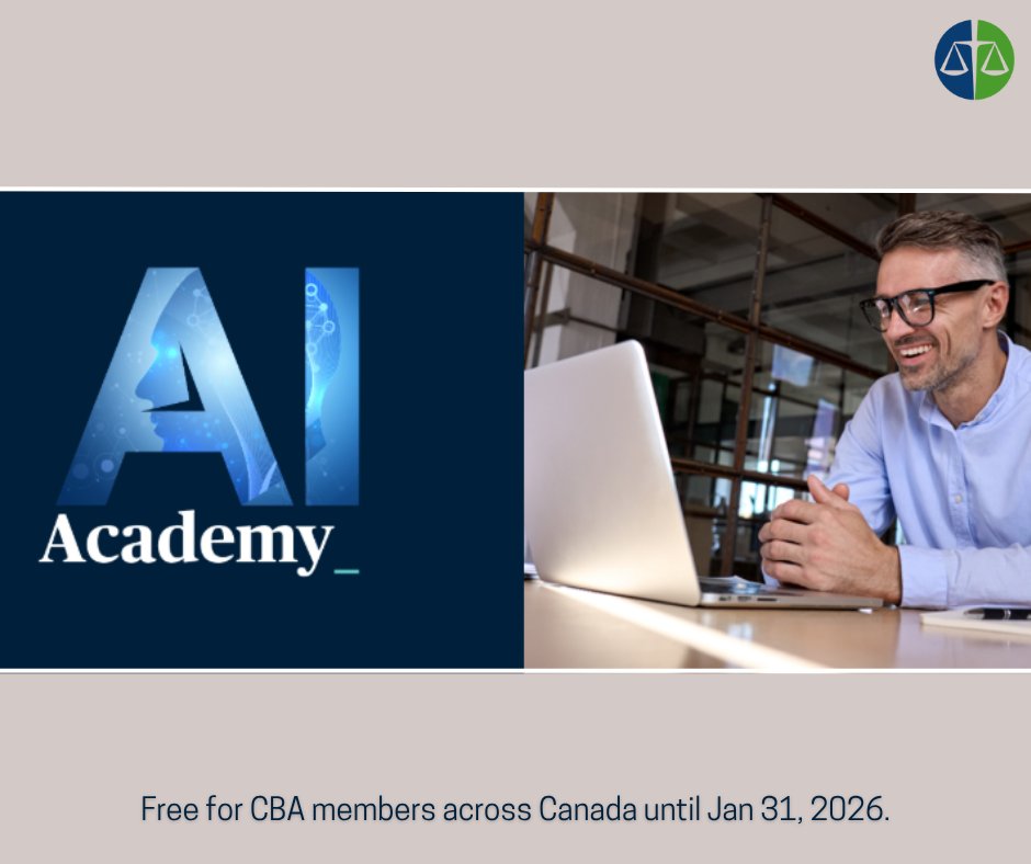 Looking to get those last PD hours before the end of the year? CBA’s AI Academy is free for CBA members until January 31, 2026.

The CBA’s AI Academy explores:
 💡 Hands-on training
 ⚙️ Secure learning environment
 📘 Expert-led content

 Start learning → cba.org/resources/cba-…