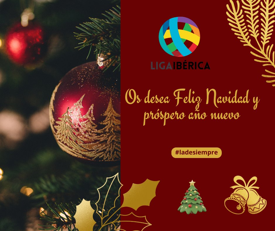 Desde Liga Ibérica os deseamos a todos unas Felices Fiestas 🍾🥂🍫 y un próspero año nuevo 2026 🎉🎊