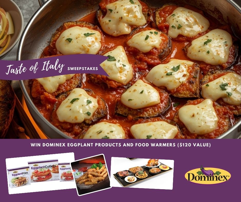 It's Win It Wednesday 1 more week to enter our Taste of Italy Giveaway! 🍆 Win #Dominex Eggplant Products + stackable warming mats to keep every dish cozy + toasty. Enter here: woobox.com/j7mq2x  Like &amp; retweet!   #EggplantCutlets #EggplantFries #ContestAlert #Giveaway