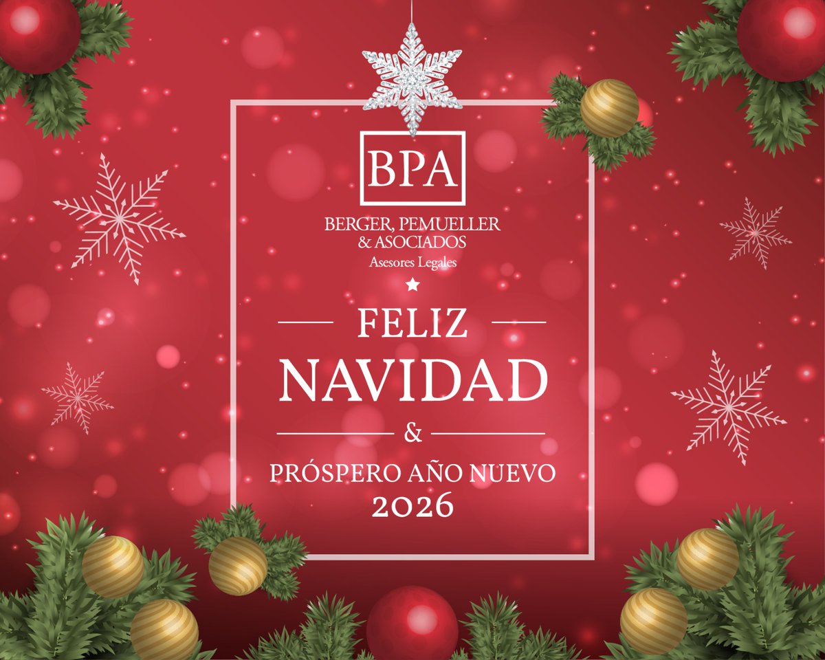 Berger, Pemueller &amp; Asociados, te desea Feliz Navidad y nuestros mejores deseos para el año 2026.
#merrychristmas 
#BPA 
#Añonuevo2026
🎄🎁🎅