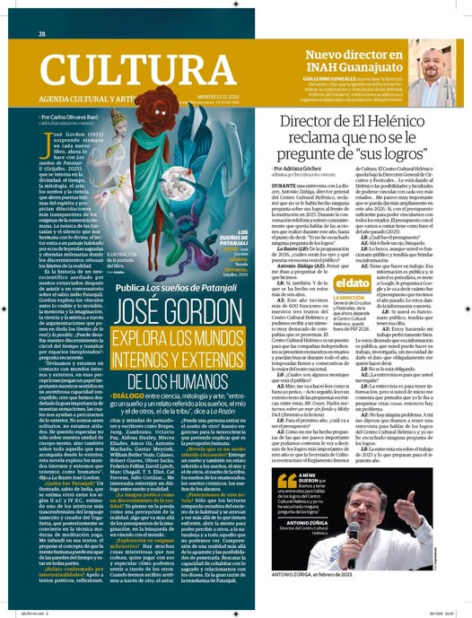 Los sueños de PATANJALI en <a href="/LaRazon_mx/">La Razón de México</a> entrevista a Pepe Gordon por <a href="/barocarl/">Carlos Olivares Baró</a> <a href="/pepegordon/">Jose Gordon</a> <a href="/GrijalboMexico/">Grijalbo Mexico</a> <a href="/OdetteAlonso/">Odette Alonso</a> 
Leer aquí: razon.com.mx/cultura/2025/1…