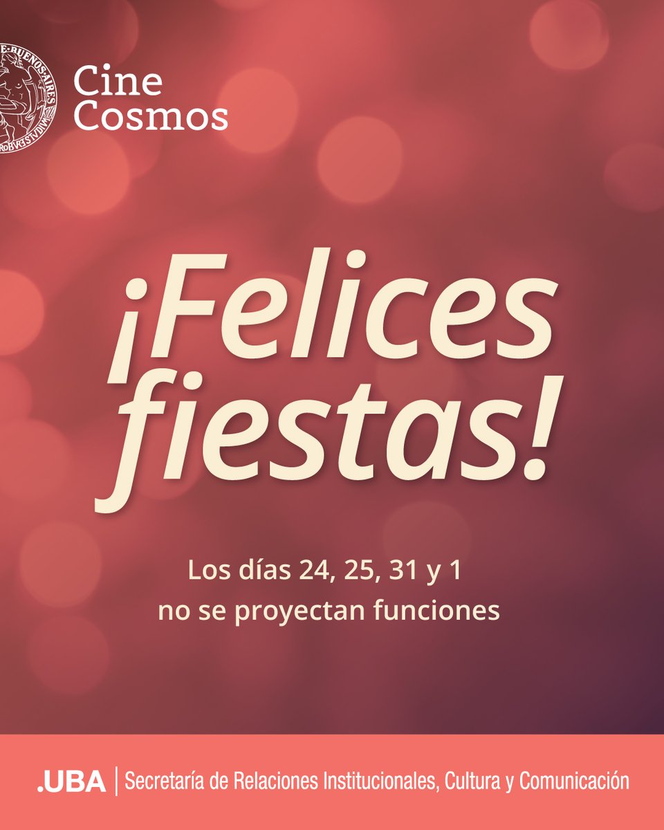 ¡Felices fiestas! ✨

Los días 24, 25, 31 y 1 no se proyectan funciones