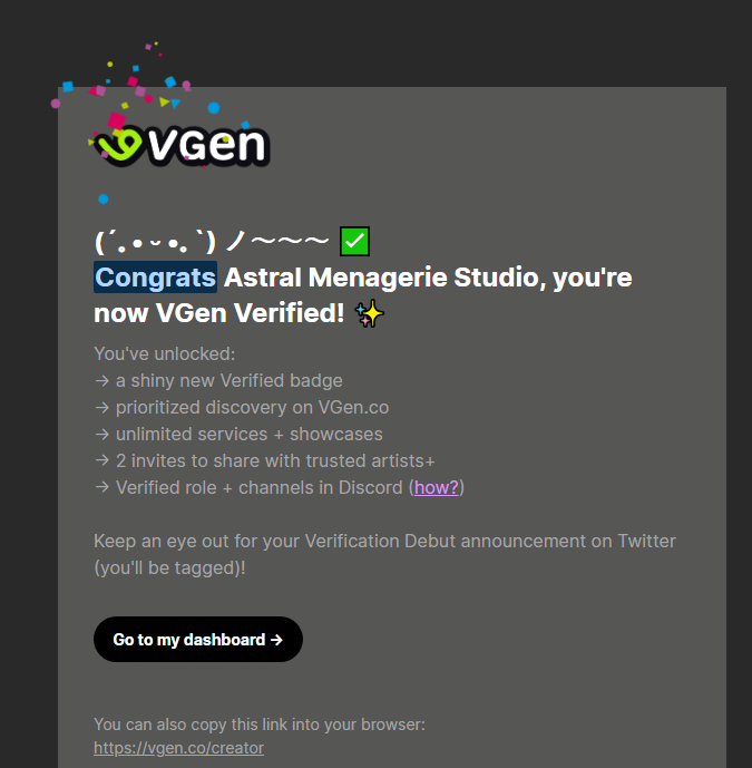 AstralMStudio's tweet photo. Wow! Thank you for the amazing holiday present, Vgen! And thank you to all our clients for helping us reach verified status so quickly! As well as our lovely artist @/SumiArtsy for making it all possible! https://t.co/qM5NsEael5