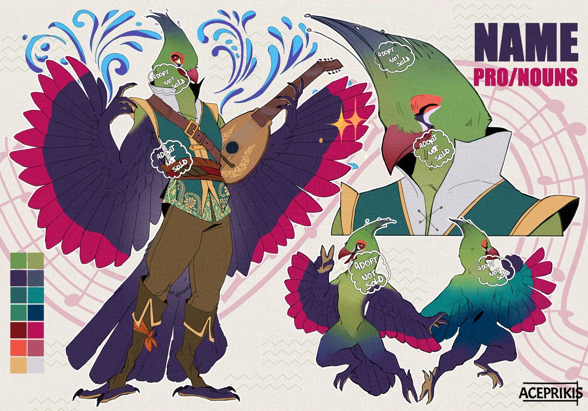 New adopt! Schalow's Turaco Bard! 
(more info below)

❤️+🔁 are appreciated!!