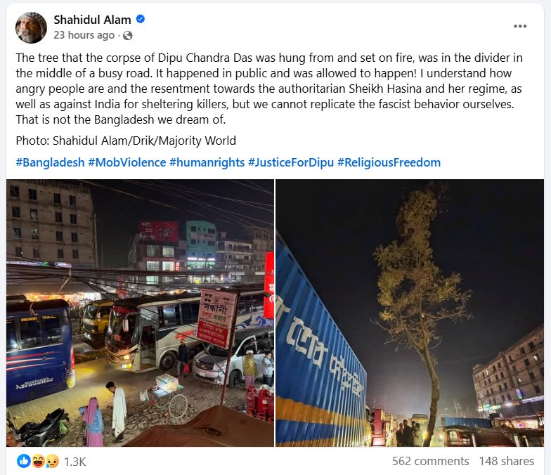 hazratmhasan's tweet photo. @shahidul, a Globalist Deep State's agent in Bangladesh- justified the kil'ling and bur'ning of #Dipu_Chandra_Das, explaining it as an expression of anger towards Sheikh Hasina and India! This p'ig that eats dollars is another imperialist puppet like @Yunus_Centre

#TrendingNow https://t.co/AgIfPUeBjy