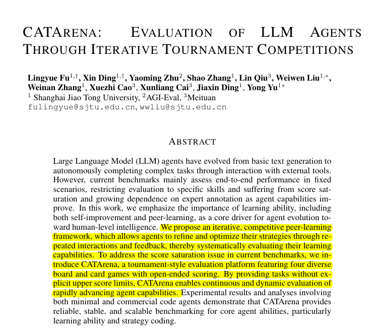 CATArena paper title