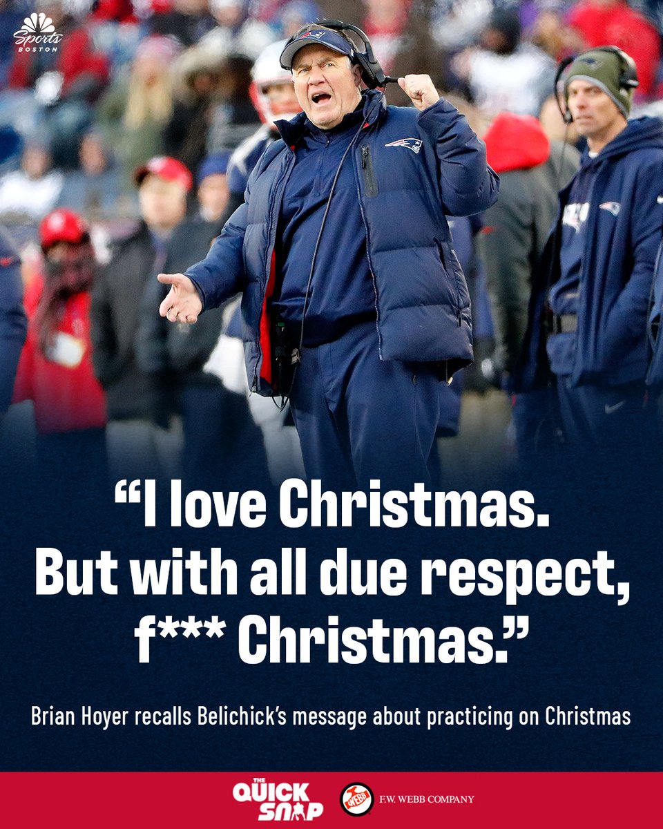 NBCSBoston's tweet photo. Happy holidays everyone 😊

Brian Hoyer shared a classic Bill Belichick story on a new episode of @quicksnappod 😂

Read more 🔗 https://t.co/1OpPWxybyH https://t.co/7Xqw6BZR7R