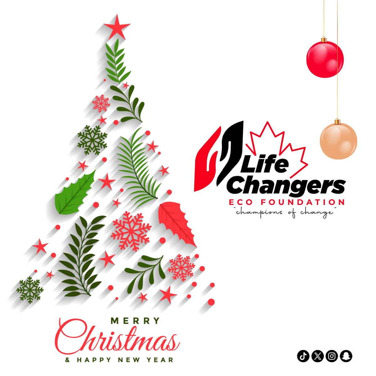 Lifechangers24's tweet photo. Merry Christmas &amp; Happy New Year! 🎄
May this festive season inspire hope, kindness, and positive change for our communities and our planet. Together, we remain Champions of Change. https://t.co/5PqKuyUUfm