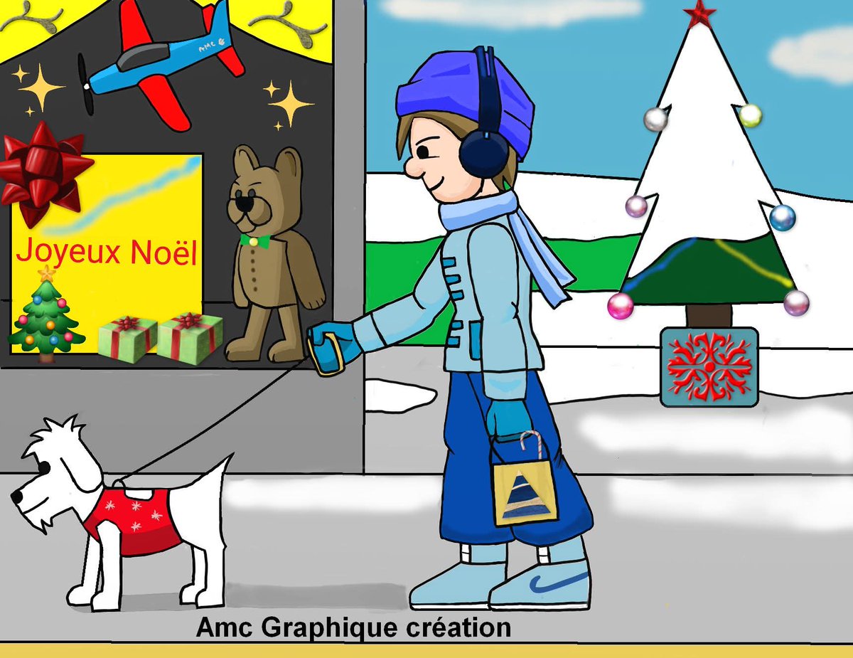 AngeCirillo's tweet photo. Manu et Fifi les achats de Noël 🎄 
En vous souhaitant un joyeux Noël 
#illustration #noel2025 #cadeau #WINTER #sapin #toys #art #post
#wacom https://t.co/oGi11IwXZA