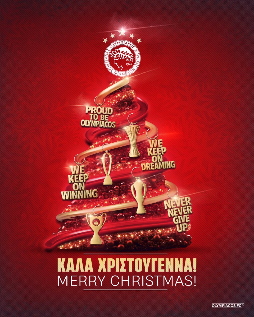 olympiacosfc's tweet image. Η ΠΑΕ Ολυμπιακός εύχεται σε όλους σας Χρόνια Πολλά και Καλά Χριστούγεννα! / Olympiacos FC wishes you all a very Merry Christmas! / El Olympiacós FC les desea a todos ustedes Felices Fiestas y Feliz Navidad! / A Olympiacos SAD deseja a todos vós um Feliz Natal! / Le FC Olympiacos…