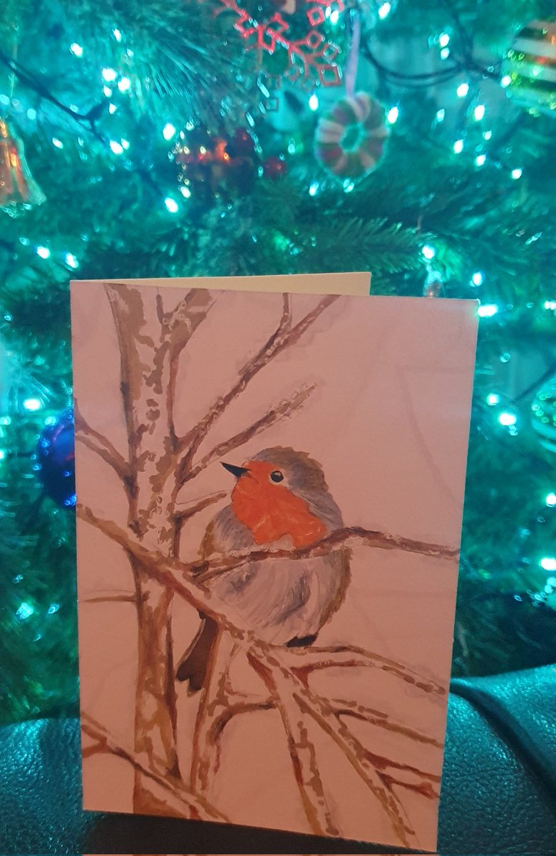 My daughter Erin Louise just gave me a hand-made Christmas card... based on one of my Robin photos. 😍🙏🐦❤️😀