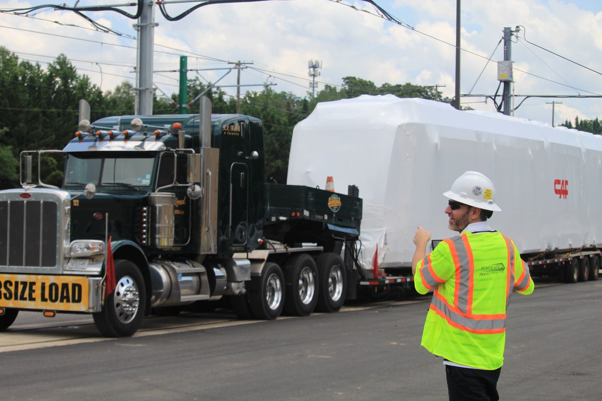 PurpleLineMD's tweet photo. In 2025, all 28 Purple Line Light Rail Vehicles arrived in Maryland, marking a major milestone. Connecting New Carrollton to Bethesda, the 21 stations strengthen communities, ease commutes, and support a greener future. #PurpleLineProgress https://t.co/enxYT4iDZO