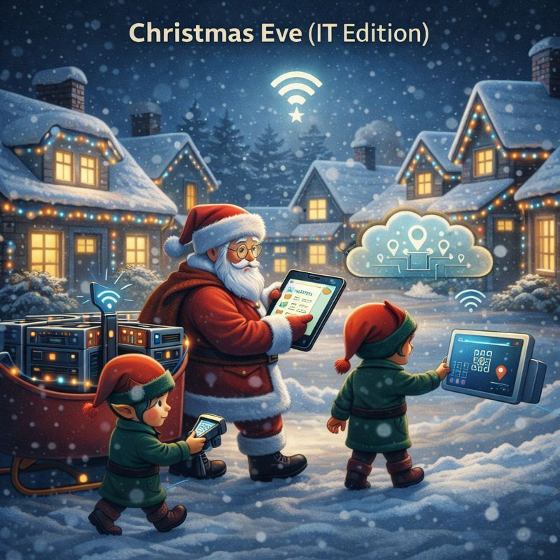 MorphICT's tweet photo. Santa’s gone cloud-first ☁️
Elves on tablets, Nice List synced, deliveries tracked — all on a snowy run house-to-house.
Wishing you a peaceful, low-alert Christmas Eve! 🎅✨
#EducationIT #CyberSecurity #M365 #CloudComputing https://t.co/Nxx6TjOXPN