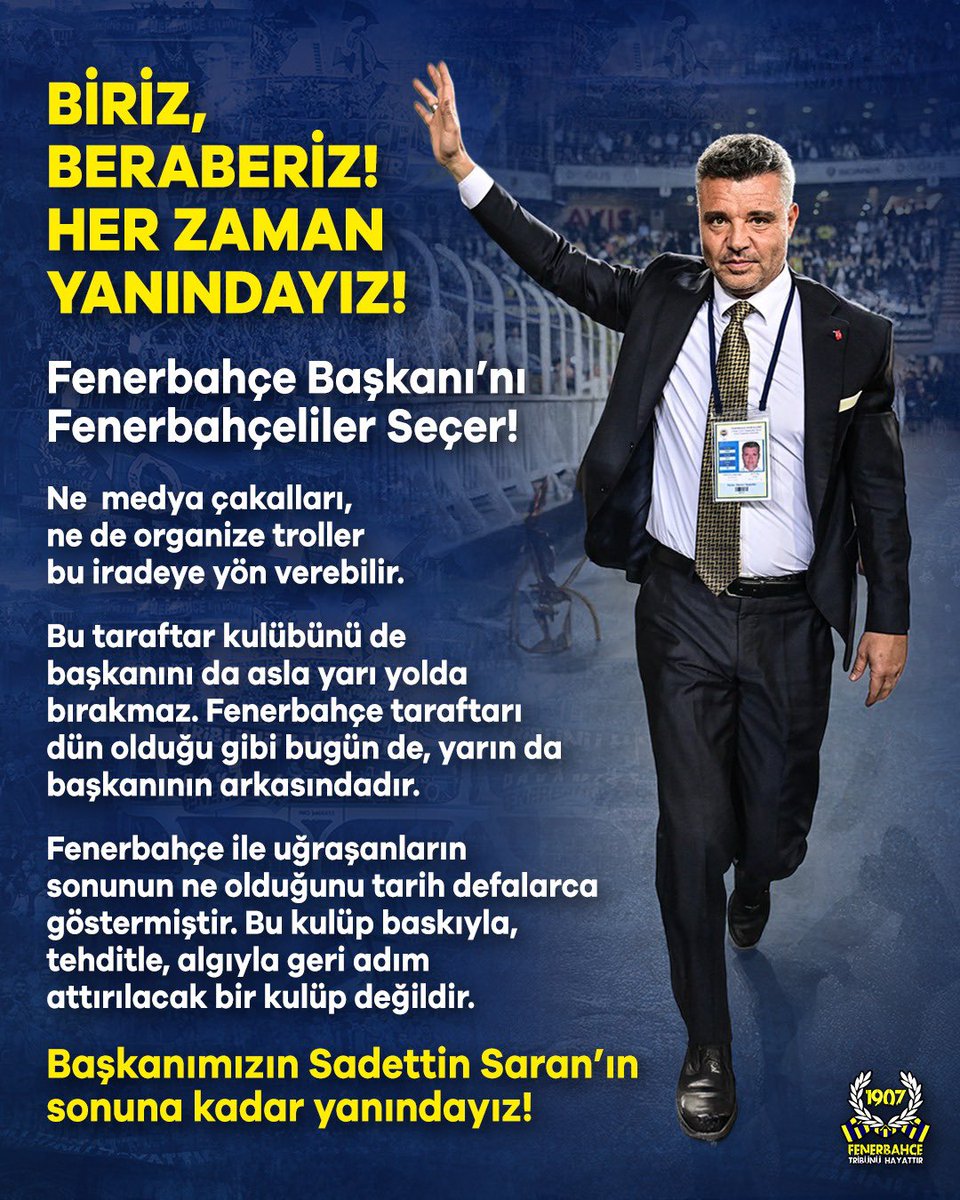 BİRİZ, BERABERİZ!
HER ZAMAN YANINDAYIZ!

#FenerBizimSaranBizim
#FenerbahçeTribünüHayattır