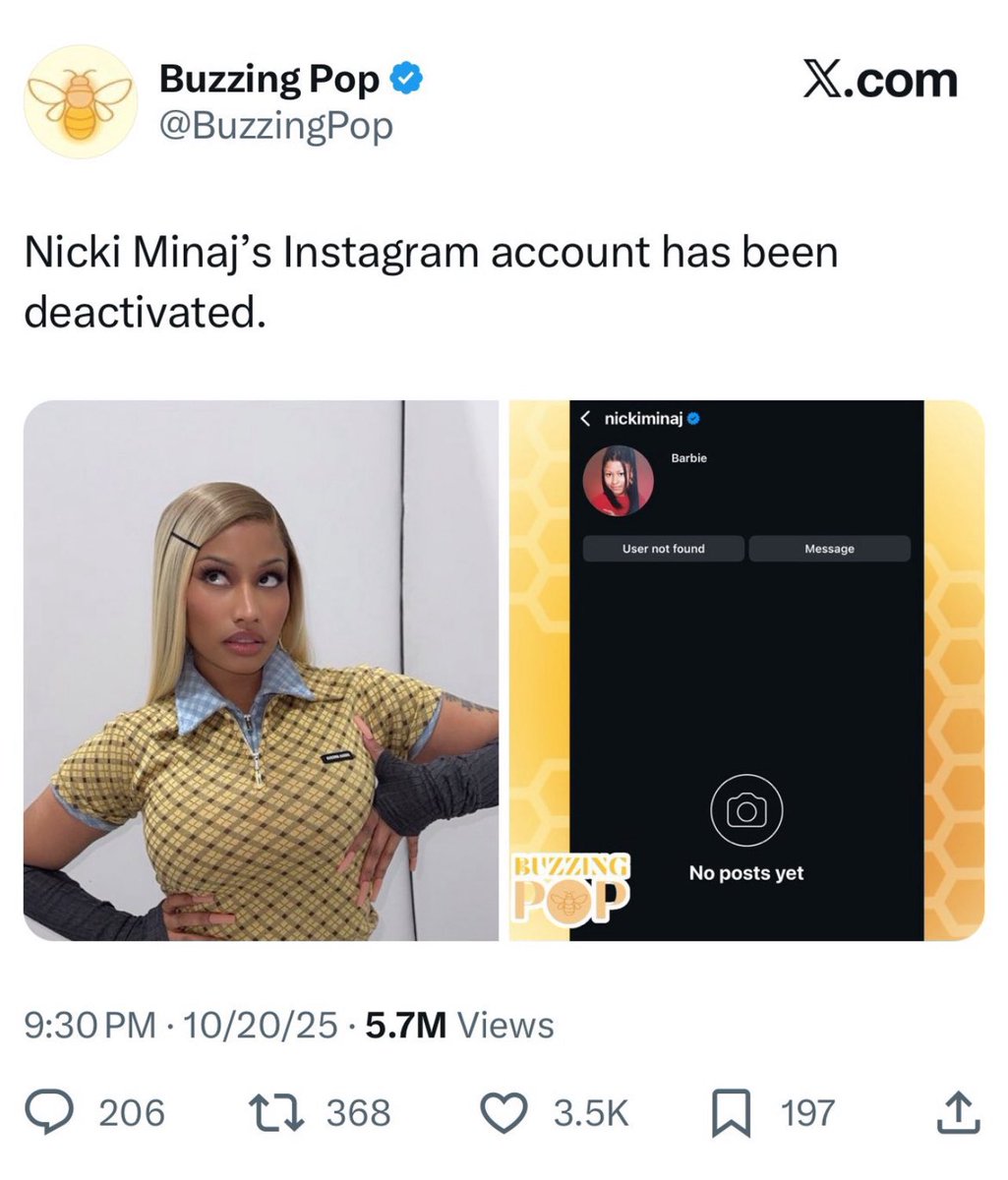 EvaDoosh's tweet image. R.Nation trying everything possible to let Nicki Minaj disappear but it ain't happening soon enough 😅 Today they woke up with another agenda that she lost 10m followers on an account she deactivated since October 20th. 

Damn Nicki is so powerful 😅👑❤️