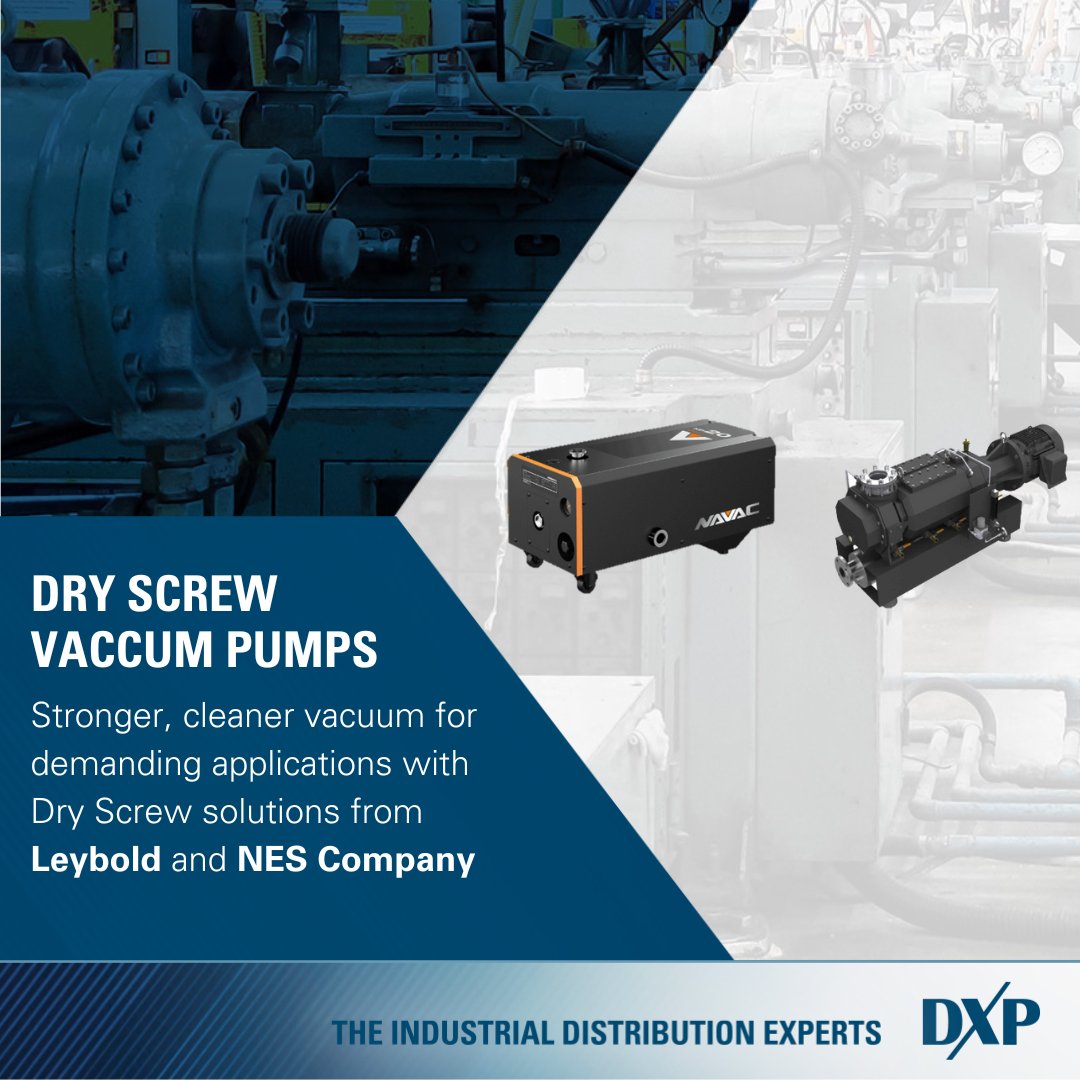 Get clean, consistent vacuum performance with oil-free, efficient Dry Screw Vacuum Pumps from Leybold and NES. Built for steady power so your process runs stronger. 

Level up your system—#DXP can guide you: bit.ly/4m8DEtJ
