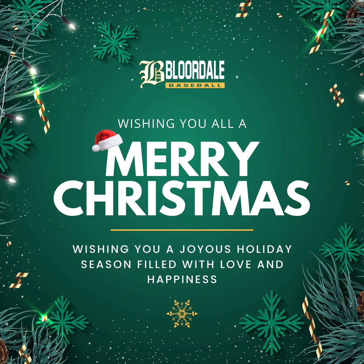 The holiday season is here! Wishing you joy, laughter &amp; special moments with loved ones. Thank you for being part of the Bloordale Baseball community!

Merry Christmas &amp; happy holidays!

#HolidayCheer #MerryChristmas #BloordaleBaseball