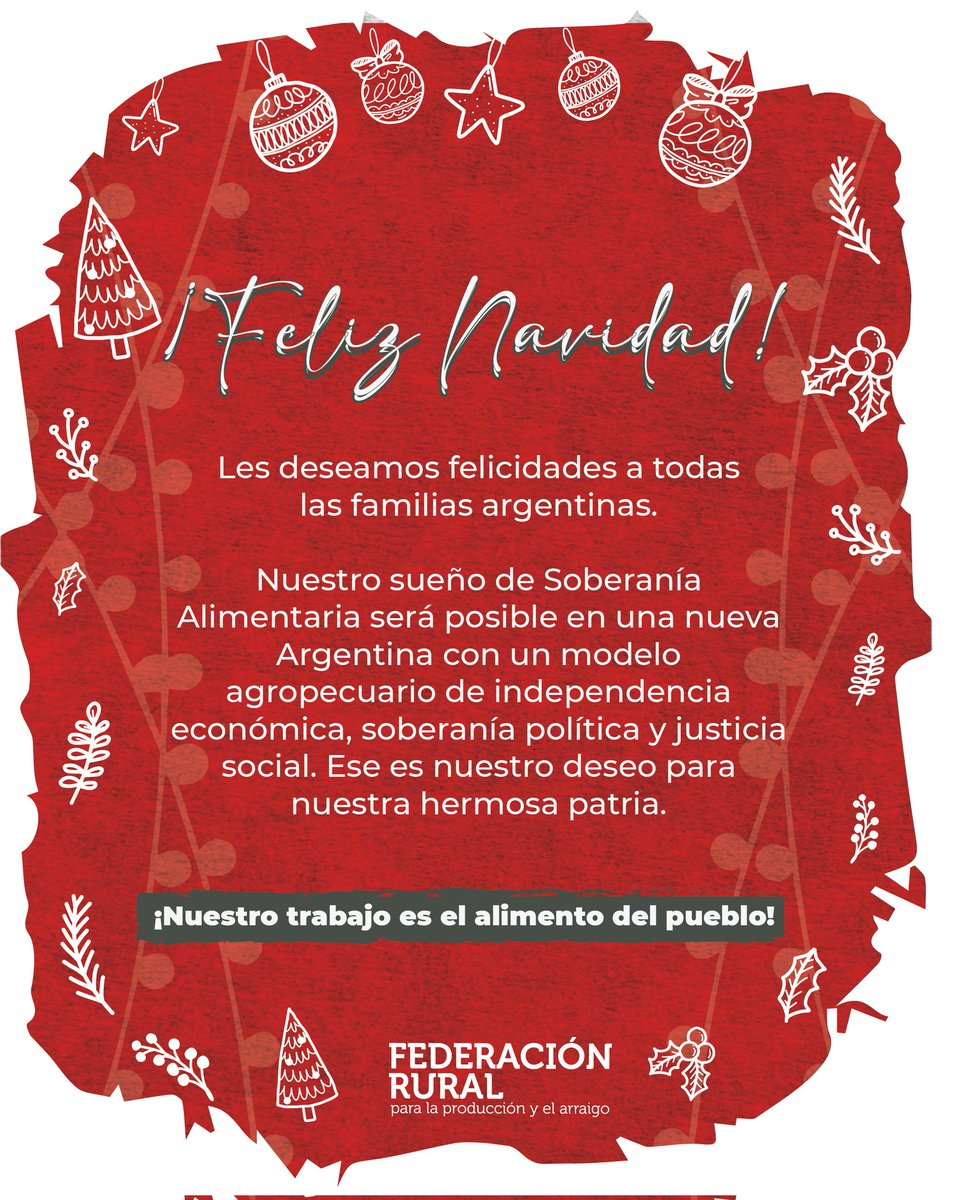 ¡Feliz Navidad para todas las familias argentinas!
Leé todo el mensaje de navidad acá: facebook.com/share/p/17xWnN…