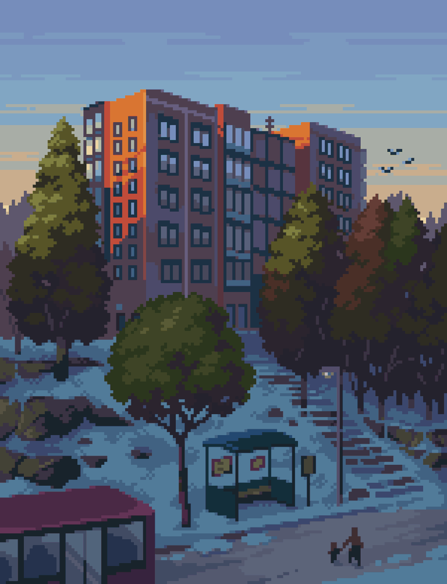 PixelArtJourney's tweet image. Christmas Eve Sunset #pixelart