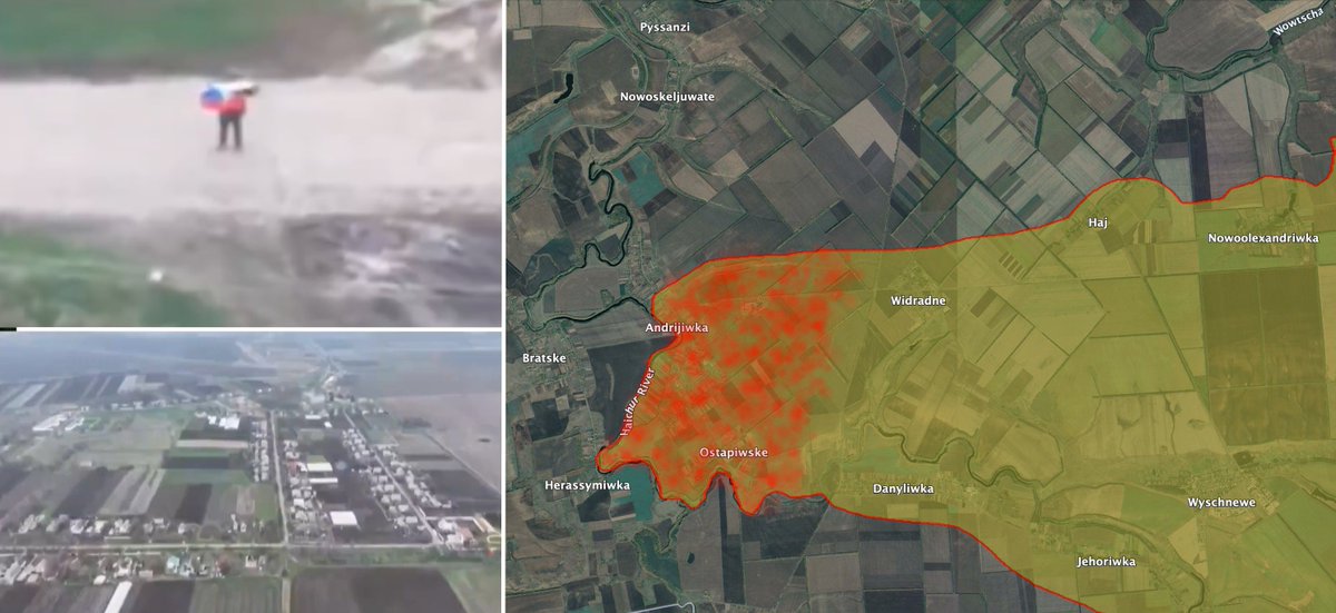 Ricardo_1934's tweet photo. As forças russas capturaram #Ostapivske e #Andriivka no oblast de Dnipropetrovsk. Com isso, eles passaram por Pokrovske no sul, agora 35 km dentro do oblast. https://t.co/rbdQZAmxWX