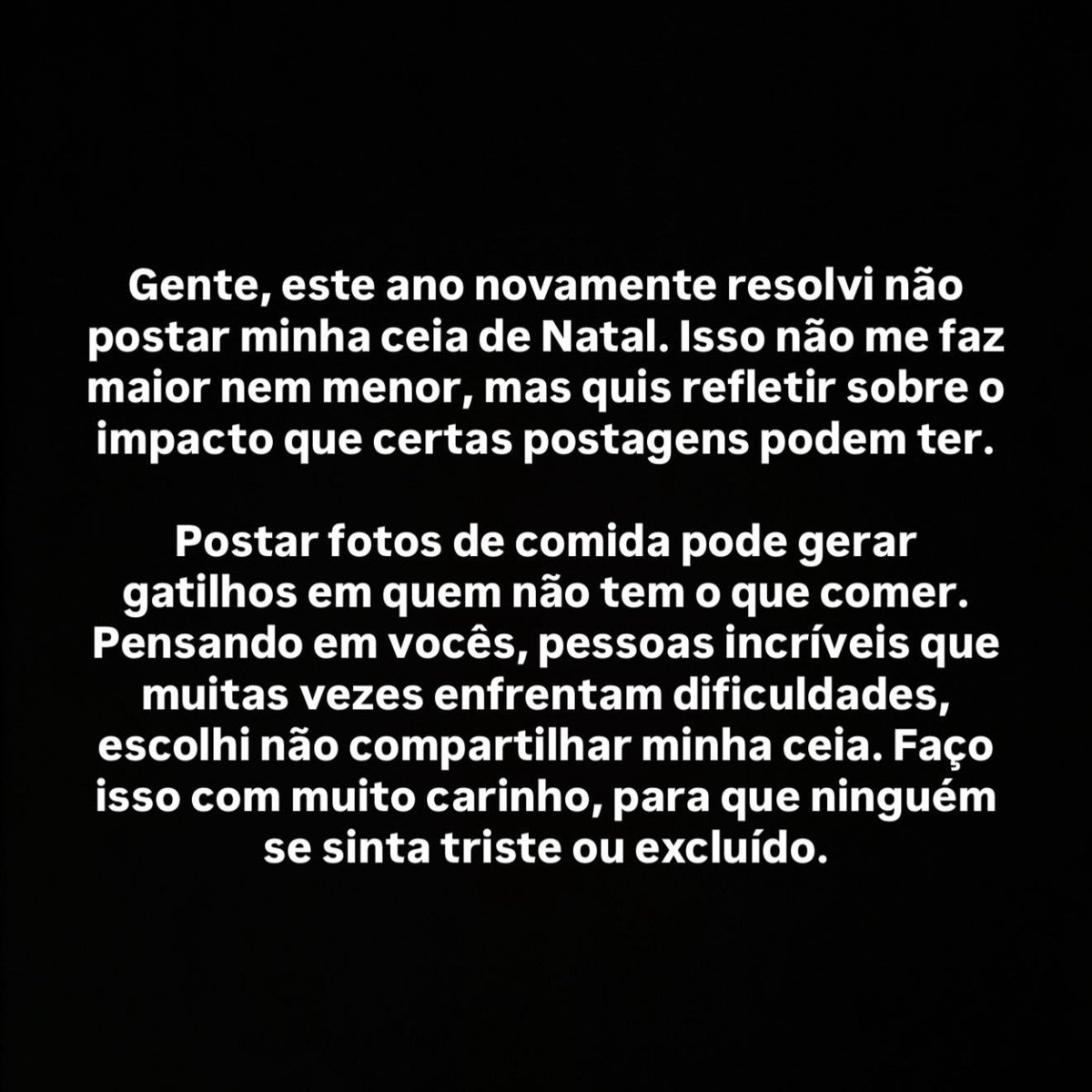 choquei's tweet image. 🚨ATENÇÃO: Rico Melquiades anuncia que NÃO irá postar a sua ceia de Natal para não gerar gatilhos em quem não tem o que comer em casa.