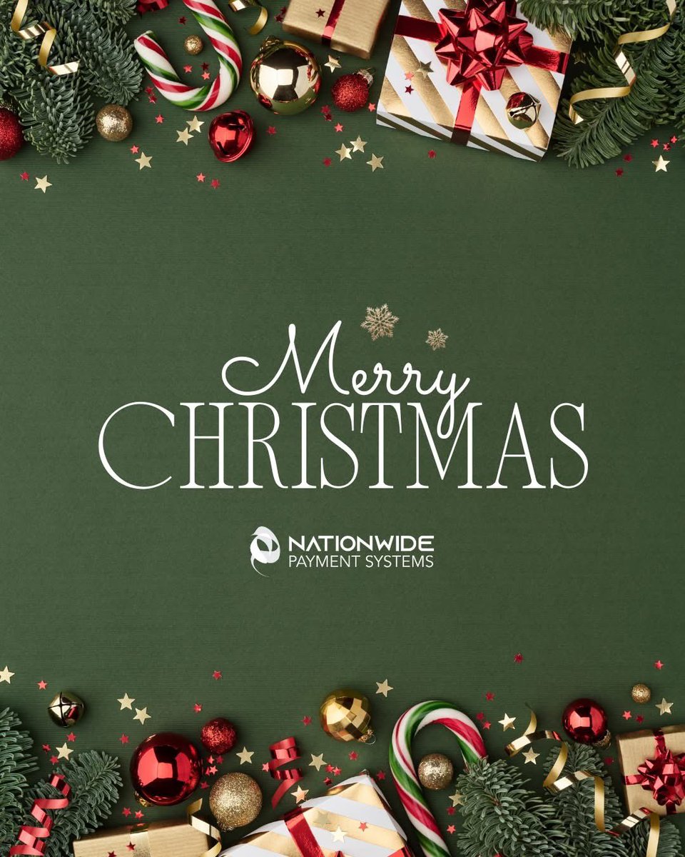 NPSBANK's tweet photo. May the peace and joy of the holiday season be with you today and throughout the coming year. Merry Christmas from the entire team at Nationwide Payment Systems 🎄🎁 https://t.co/NjNpMkcbWW