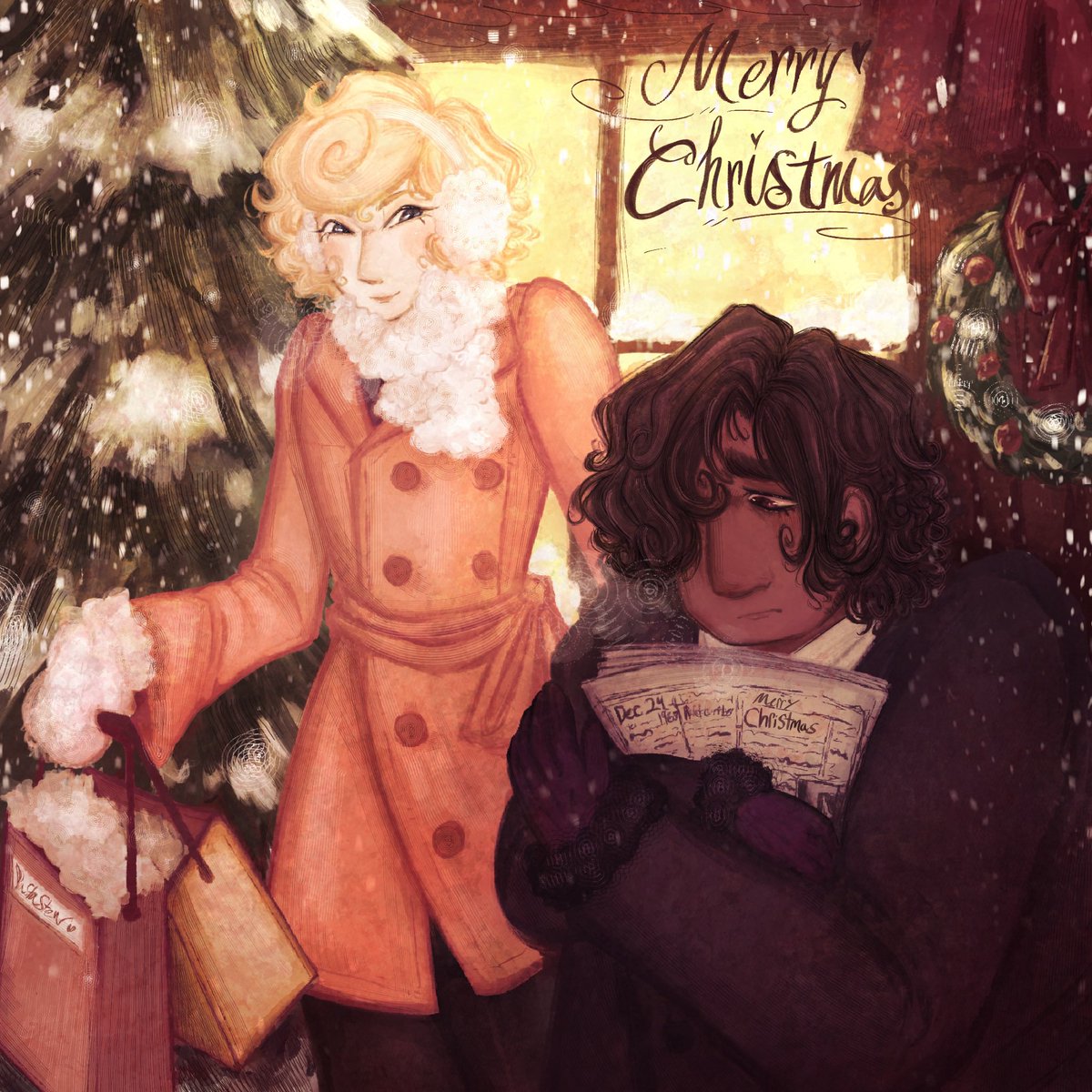 GlistenHater's tweet photo. #Refdetcember2025 || “Old times” but I make human reflective detective look like a vintage Christmas postcard! 
#dandysworld https://t.co/Wu6r6aTGei