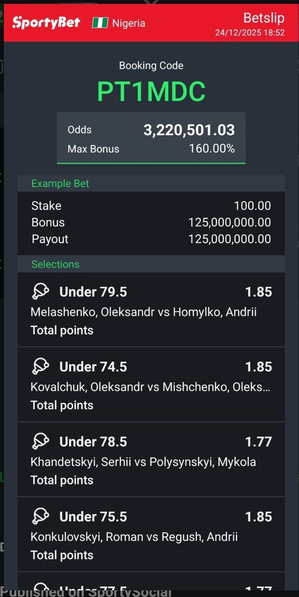 BETGAINS1's tweet image. Let's try Table TENNIS 🏓 🏓🏓

12K ODDS ▶️ K8UBXX

2.5K ODDS ▶️ K87JJP

1.2K ODDS ▶️ VVWC9D

1.3K ODDS ▶️ V2C1MD

400 ODDS ▶️ GW1XWJ

250 ODDS ▶️ JH4GKV

200 ODDS ▶️ QV57X5

120 ODDS ▶️ M38LYF

60 ODDS ▶️  ZFNYA4

40 ODDS ▶️ WZ7KW7