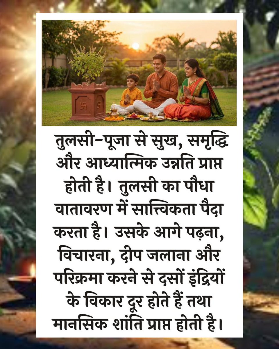 <a href="/RvRv334672/">Rv singh</a> <a href="/YssSpeaks/">Young India Speaks</a> Inspired By
Sant Shri Asharamji Bapu द्वारा 25 दिसंबर को #TulsiPujanDiwas आरंभ करवाया गया। 
अब लोग तुलसी का महत्व समझ रहे हैं प्रत्येक घर में तुलसी का रोपण हो रहा है और तुलसी पूजा भी हो रही है।
One Day To Go
