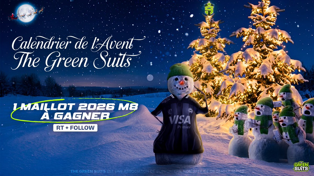 TheGreenSuits's tweet image. Dernier jour du Calendrier de l’Avent TGS 🎁

On termine en beauté avec un maillot Gentle Mates 🤌🏼

RT x Follow pour participer ✅

Joyeux Noël 🎄🎅