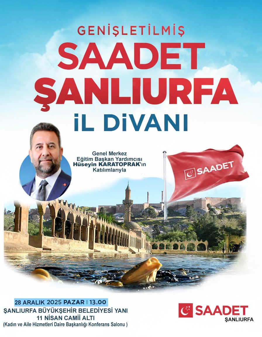 Genişletilmiş İl Divan toplantısı 
Genel Merkez Eğitim Başkan yardımcısı Sn Hüseyin KARATOPRAK'ın katılımıyla 
28 Aralık Pazar günü saat 13:00 da 
Büyükşehir belediyesi yanı 
11 Nisan Camii altı 
"Kadın aile Başkanlığı konferans salonunda" yapılacaktır.
Bütün halkımız davetlidir.