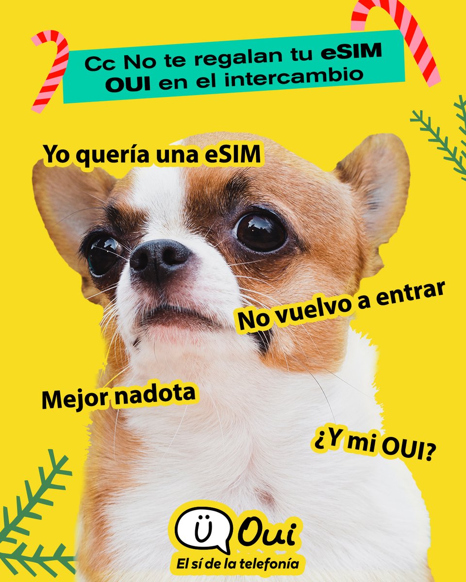 Pensar qué regalar en el intercambio es difícil😣, pero contratar tu 📱eSIM es facilísimo😄. Di sí, di OUI a descargar la app OUI MÓVIL✅, dar clic en "Compra eSIM"✅, registrarte✅ y activar.

Contrata tu eSIM por WhatsApp aquí➡️ wa.link/aacsn2