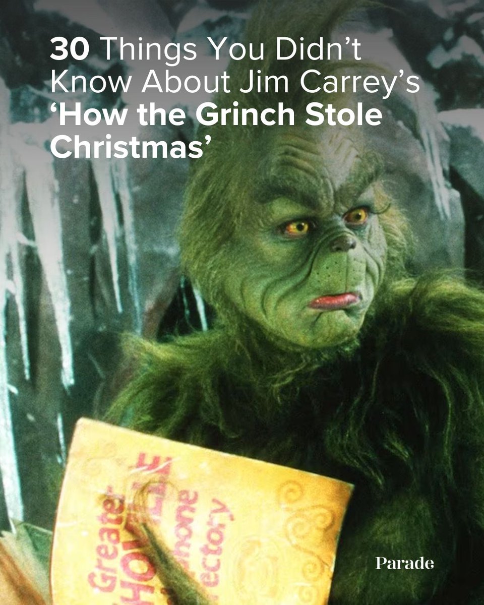 ParadeMagazine's tweet image. Here are fun facts and behind-the-scenes intel on the Jim Carrey classic #HowTheGrinchStoleChristmas!

Read the full list at the 🔗 below.
parade.com/movies/how-the…

#TheGrinch