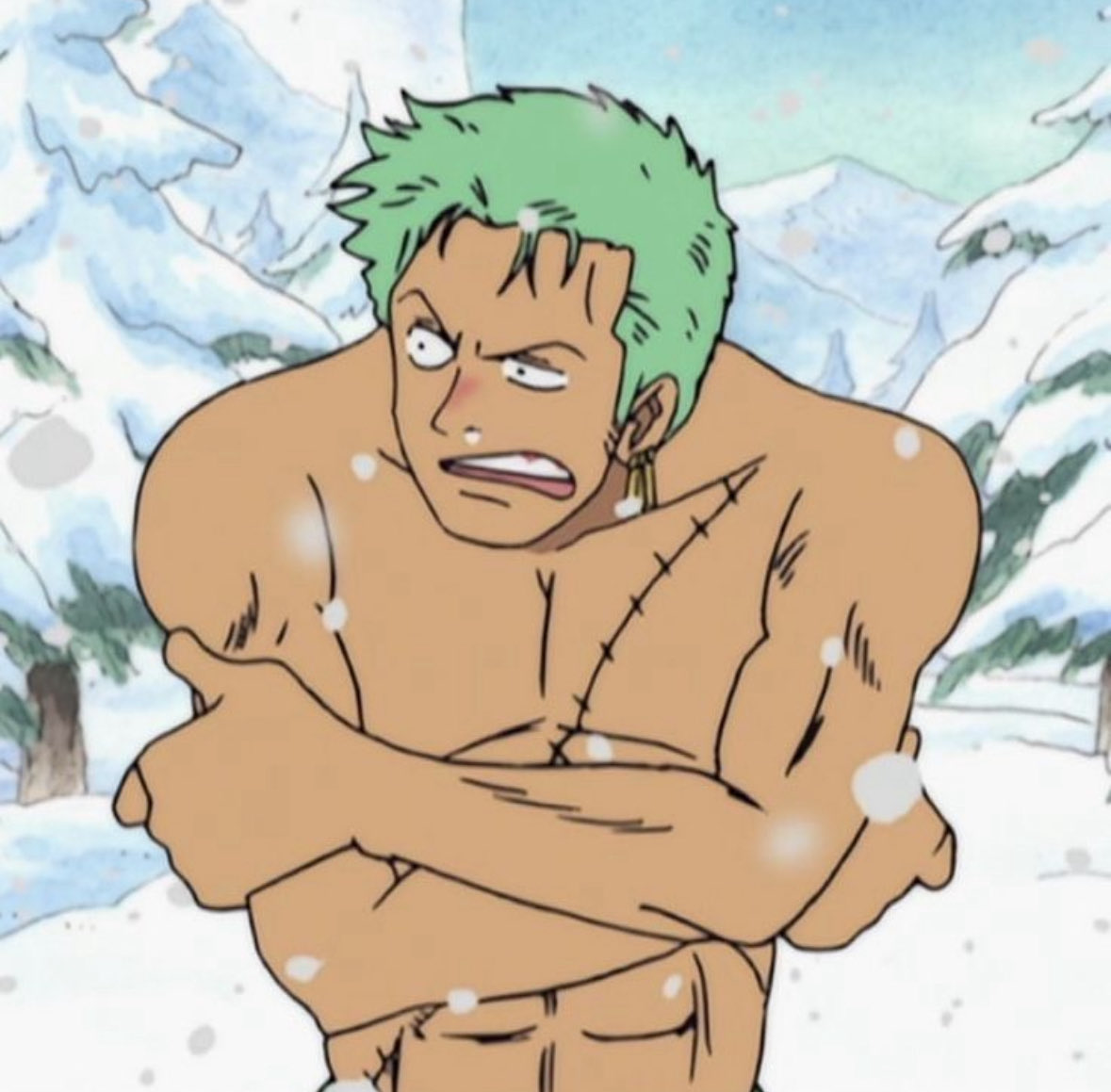 DanmonGideon's tweet photo. Not only is he lost in the snow, but it looks like he lost his clothes too 😔💔

Happy Holidays y’all! 💕 #zoro #onepiece https://t.co/XnbvhMV8rZ