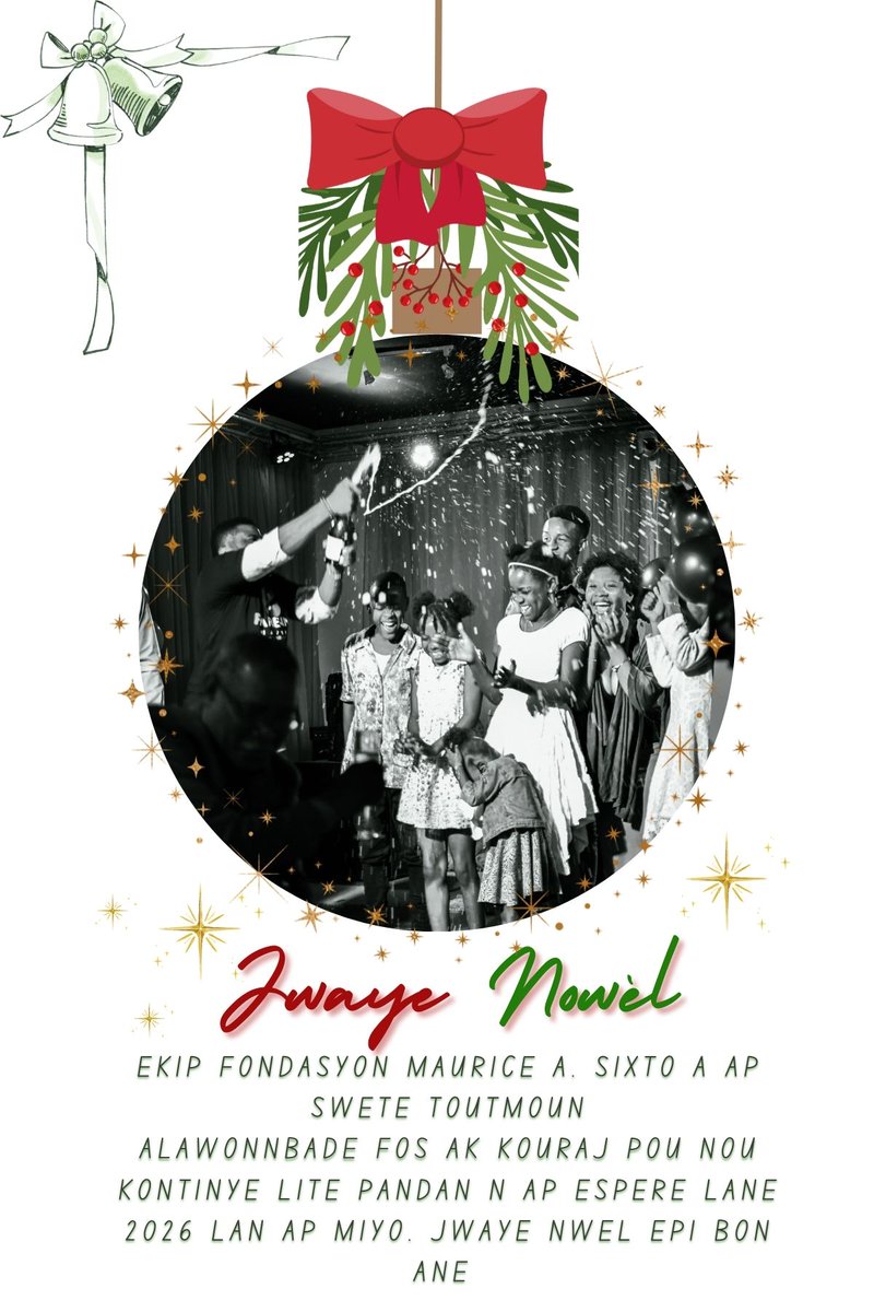 Ekip Fondation Maurice A. Sixto a ap swete tout moun alawonnbadè fòs ak kouraj pou nou kontinye lite pandan n ap espere lane 2026 lan ap miyò lane 2025 lan.
Jwayenwèl tout moun !
Bòn ane 2026 !