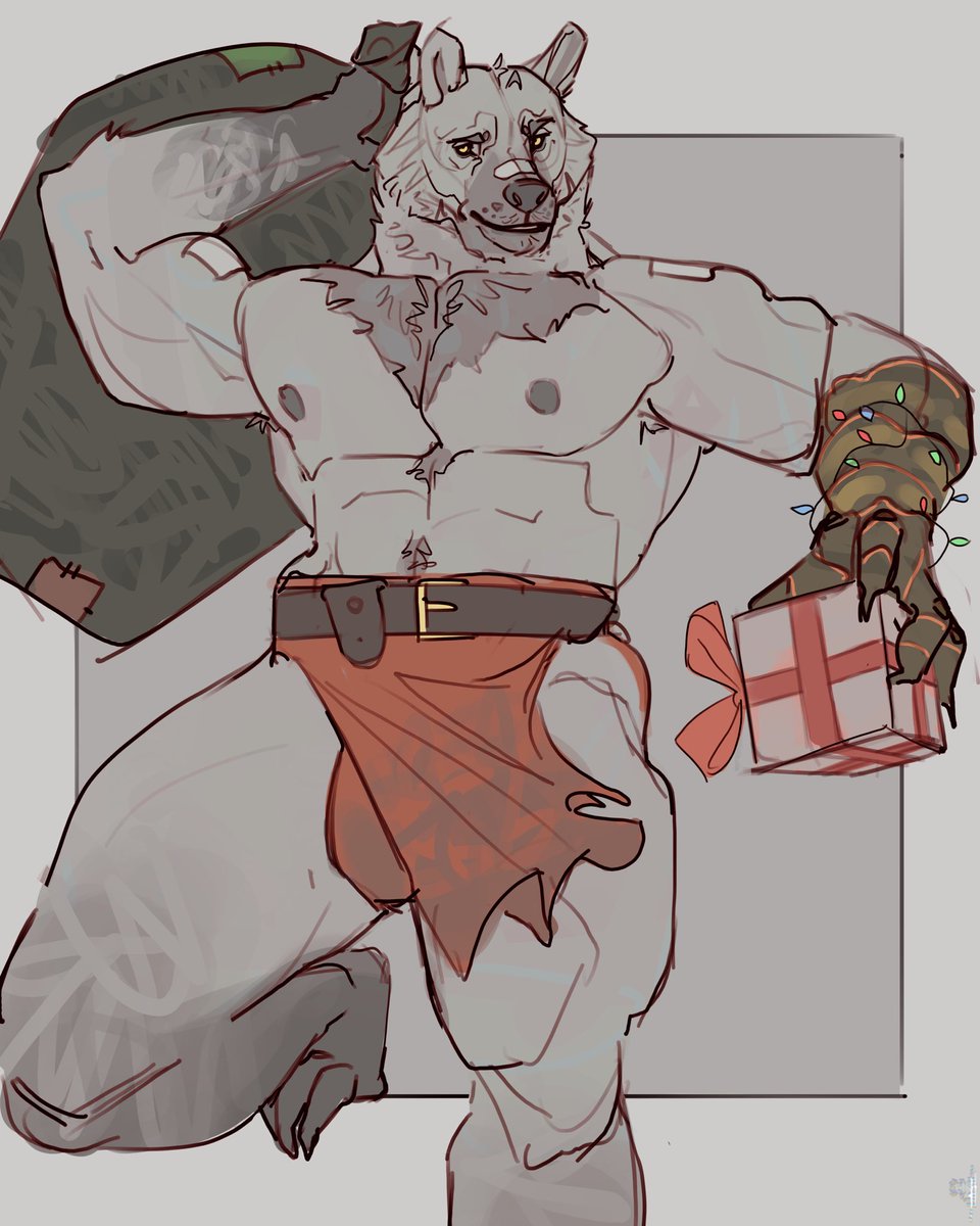 sardinecrackers's tweet image. Ogun’s not getting paid enough to be Santa this year 🐻‍❄️💦