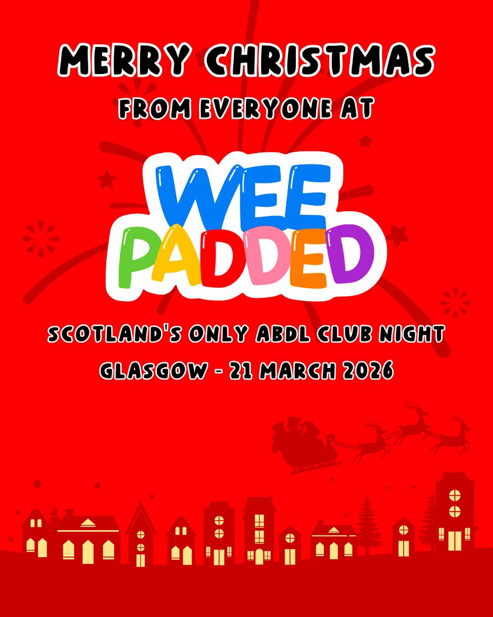 🎄🧸 Merry Christmas from WeePadded! 💦
Did Santa forget your padding? Don’t panic 😉
🎶 Scotland’s ONLY ABDL club night returns
📅 21 March • 📍 Glasgow
🎟 Tickets on sale now — the best present you can give yourself 🎁
#WeePadded #ABDL