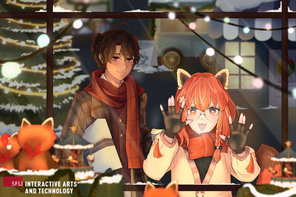 SIATSFU's tweet photo. Happy Holidays from Mo, Faye and everyone at StudioSIAT! 🎄☃️

Keep your eyes peeled on the SIAT SFU Youtube channel tomorrow for a special gift from your SIAT Virtual Ambassadors 👀🌬️🪈

This beautiful holiday art was created by yuuki.onna on Instagram: https://t.co/hI0j192s8u https://t.co/b2EcYrATQ5