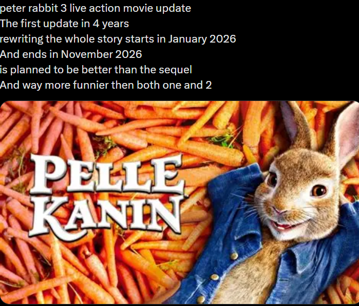 peter rabbit 3 is planned to not come out till around 2028 filming is ...