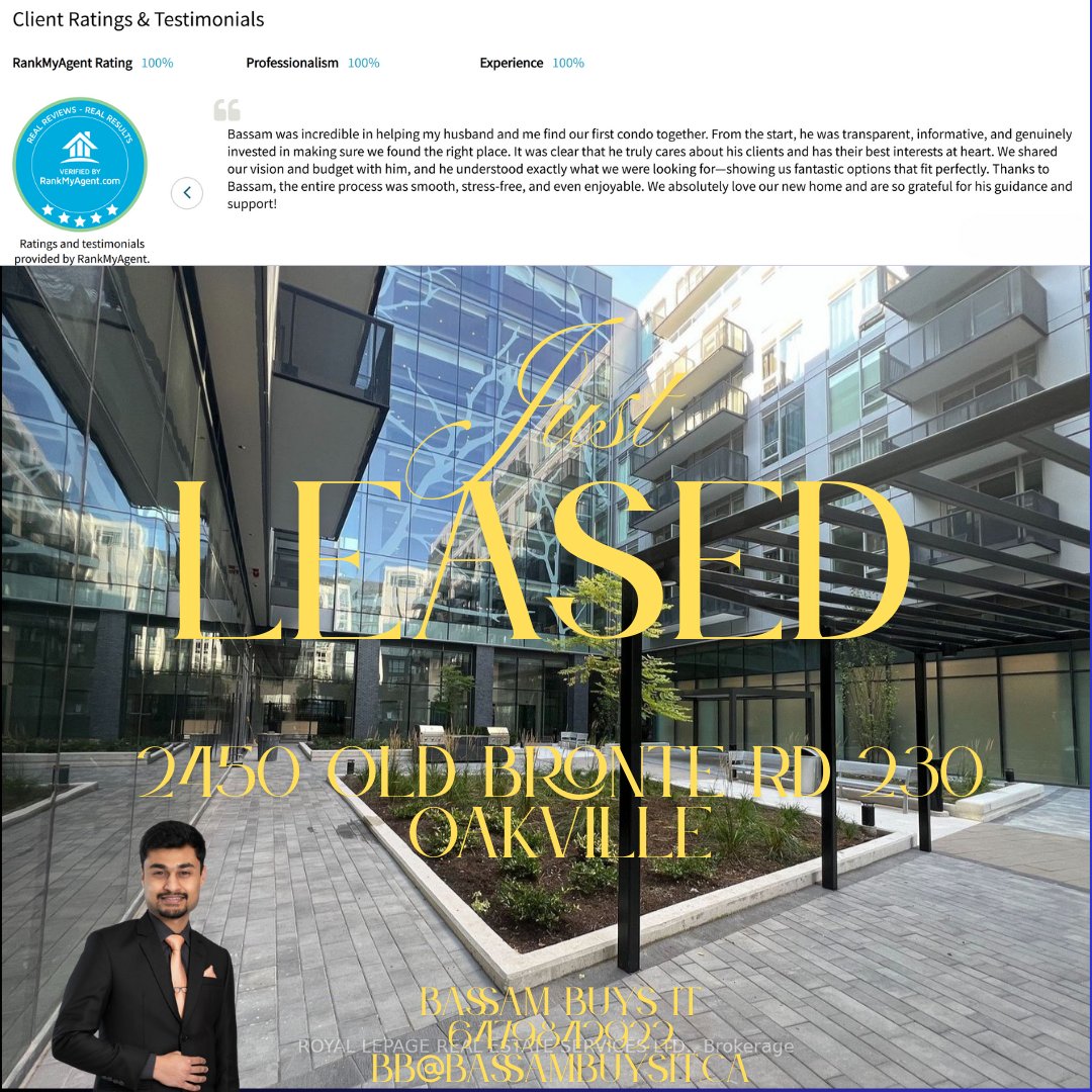 bassambuysit's tweet photo. Congratulations to my close friends &amp; clients, A &amp; R, for securing this modern &amp; gorgeous 1 Bed 1 Bath unit with Parking, Locker, &amp; Internet included in Oakville as their first place together on their newlywed journey

2450 Old Bronte Rd 230
Oakville, L6M 5P6
$2000
MLS #W12087208 https://t.co/7mNKhP3wAT