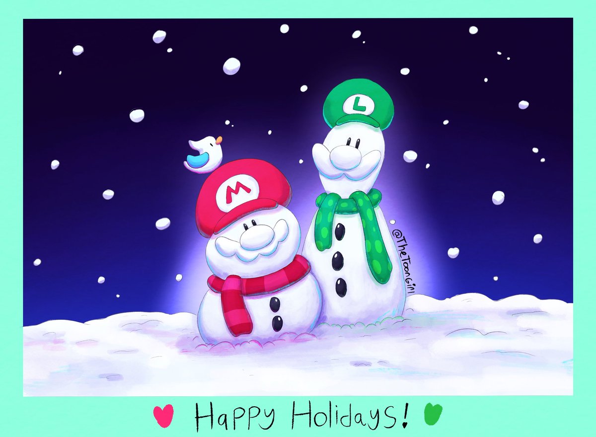 Snow Bros.⛄️❤️💚
.
.
.
#SuperMario #Mario #Luigi #Christmas #winter #fanart #digitalart