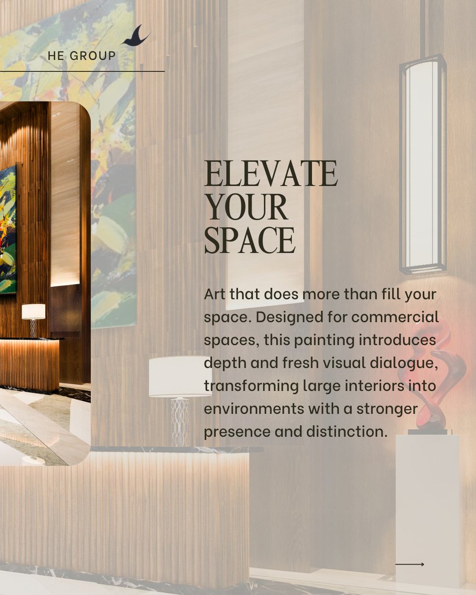 HomessenceGroup's tweet photo. HE Group is bringing original art into commercial spaces, turning large walls into focal points that elevate the room without overpowering it. Explore the collection.
#CommercialInteriors #InteriorDesignUK #ArtForSpaces #HEGroup https://t.co/dP8VhuvgPt
