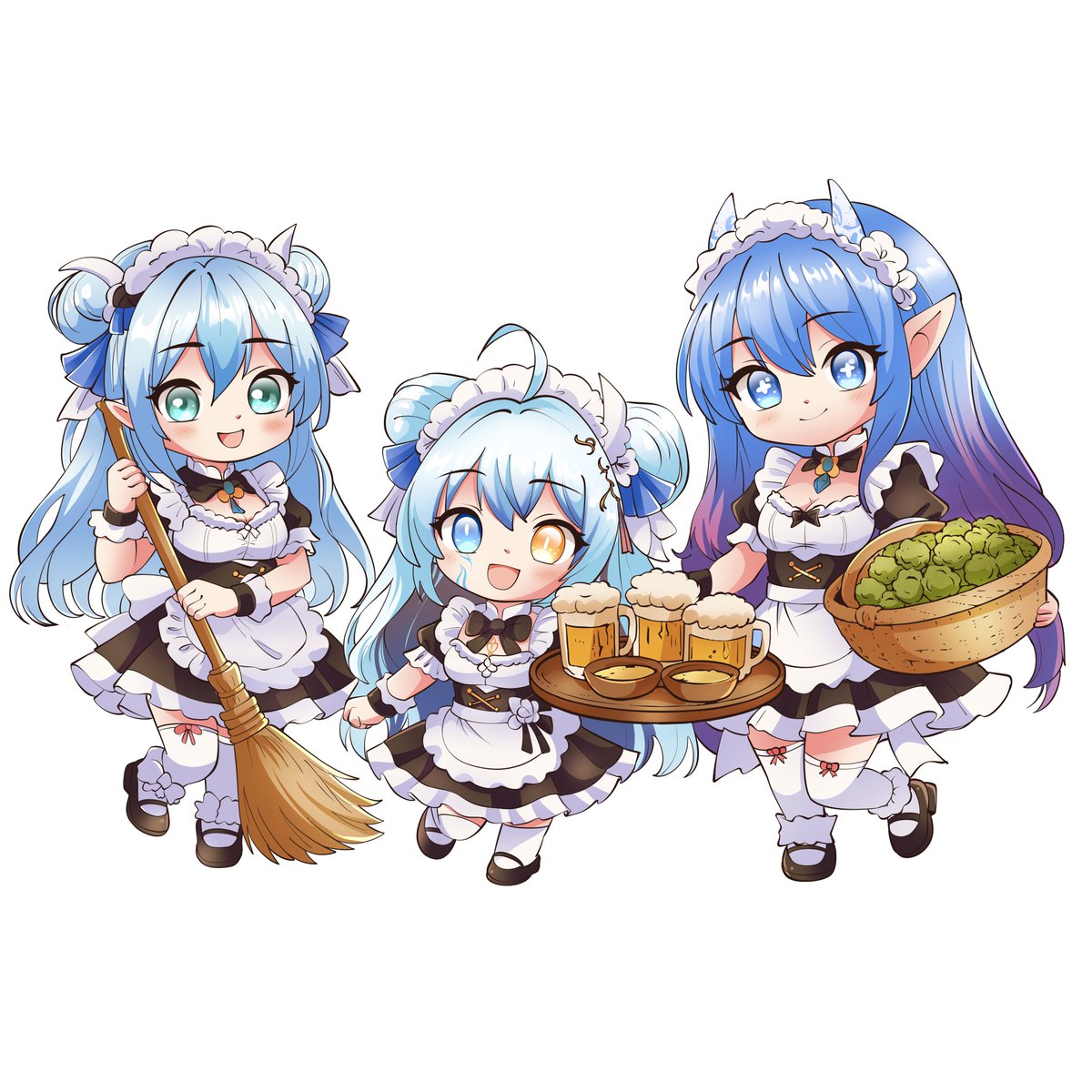 generic_string's tweet photo. Merry Christmas to my fellow blue women soup enjoyers! 

Here's my submission of the blue soup group running their tavern, for the Sayu community Christmas tree.

#sincreate 
#kamiscribble
#chimerART https://t.co/aUxC0n43EK